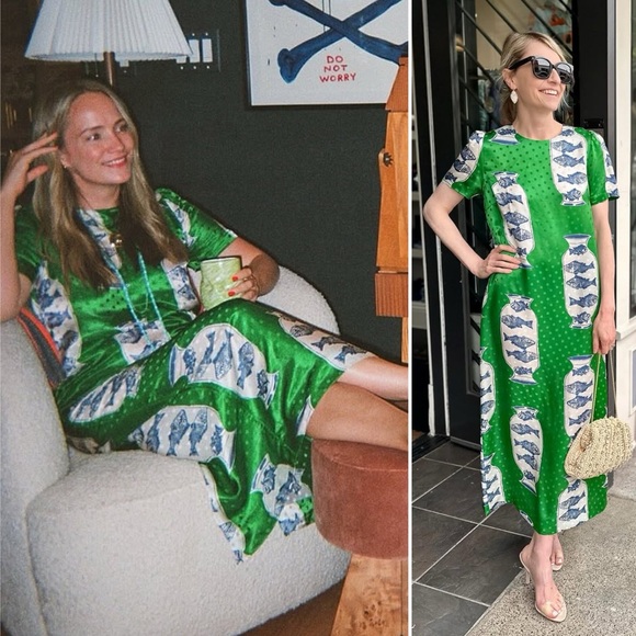 NWOT Hunter Bell Silk Valerie dress in Herring Green Size 4 *SOLD OUT* - Picture 4 of 10